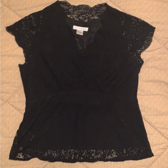 Lace blouse black with crepe camisole - Picture 2 of 2